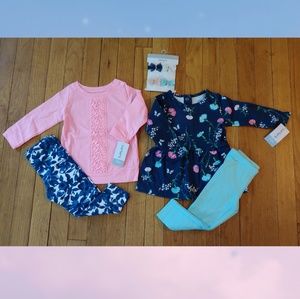 NWT Carter's Long Sleeve 2 pc Sets w Matching Bows